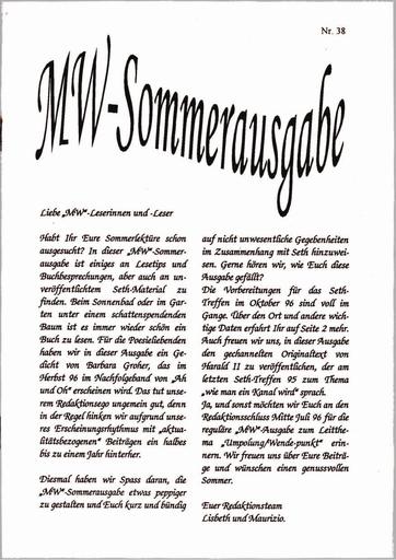 Multidimensionale Wirklichkeit Nr38 Juli 1996