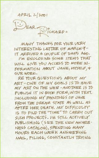Letter Rob Butts to Richard Dvorak 2001-04-02