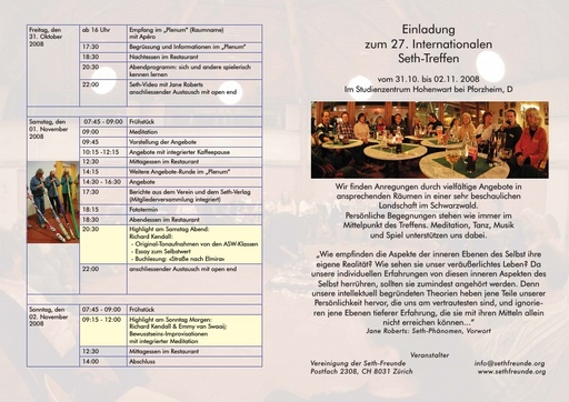 Einladung zum 27. Internationalen Seth-Treffen 2008