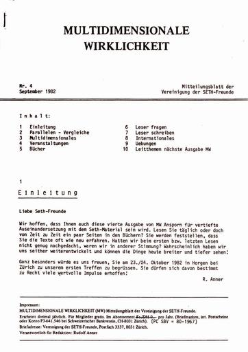 Multidimensionale Wirklichkeit Nr04 September 1982