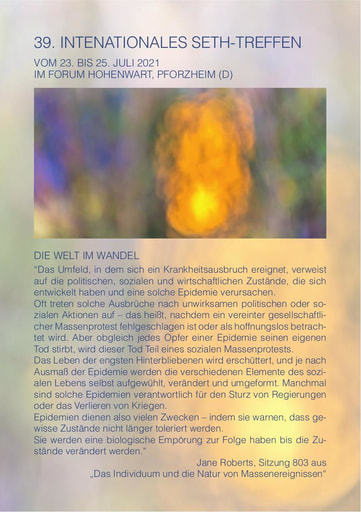 Einladung zum 39 SETH Treffen 2021 im Hohenwart Forum